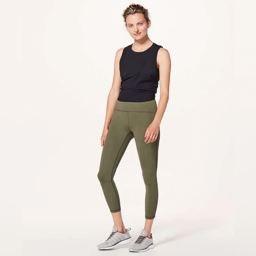 Lululemon Train Times 7/8 Pant Mesh Leggings Sage Green